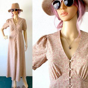 High Waist Maxi Dress Empire Waist Dress Floral Dress Cottagecore Tea Dress Sz 4